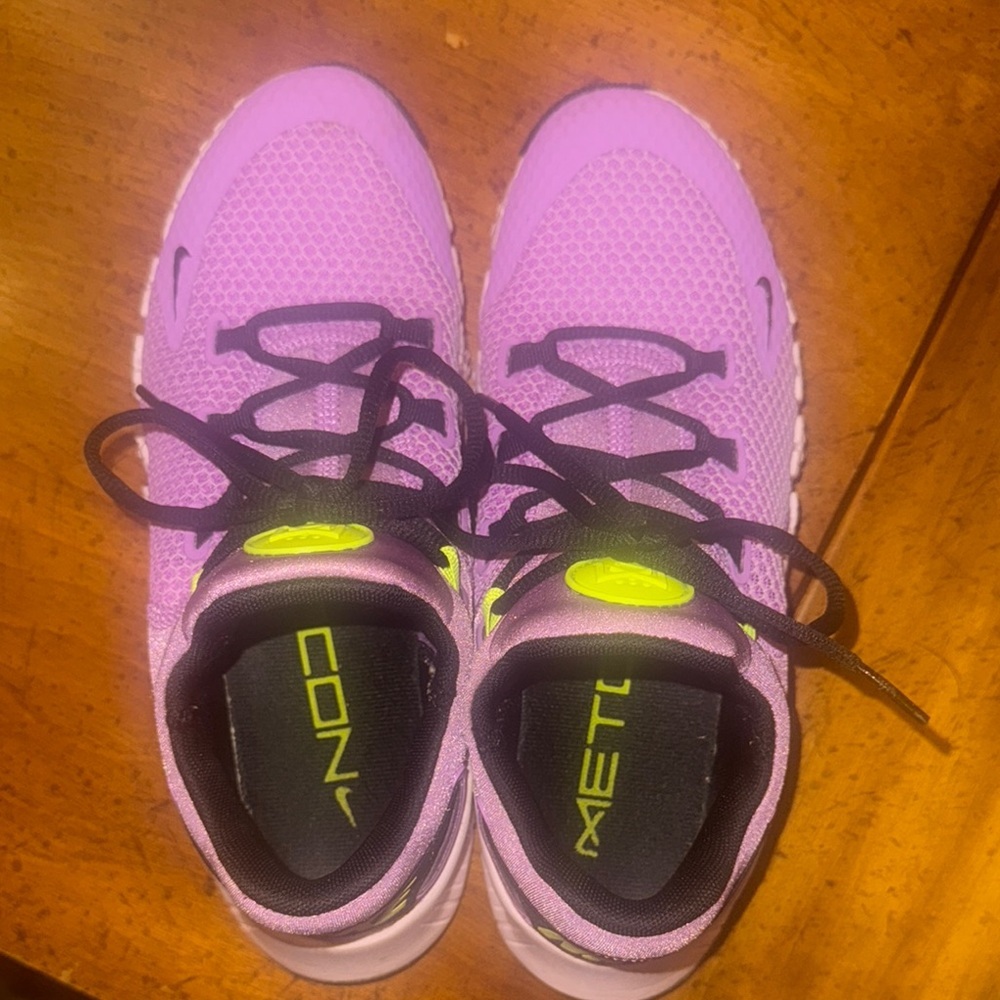 Nike Purple and Neon Metcon Shoes 8.5